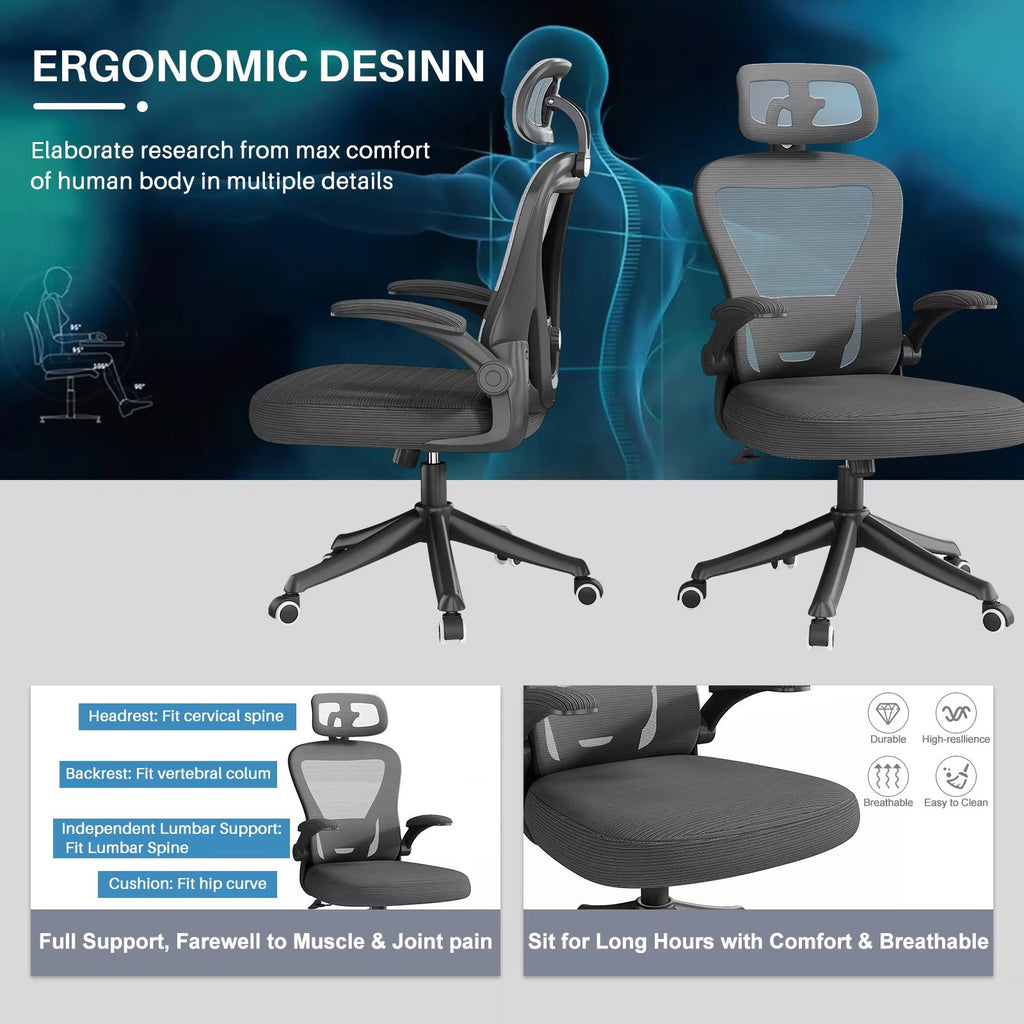 Ergonomic Black Swivel Office Chair High Back