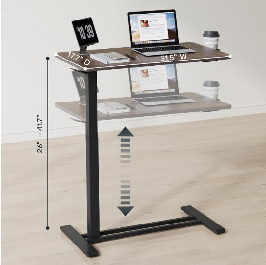 Adjustable Rolling Standing Desk – Pneumatic Lift, 25.6–40.5"