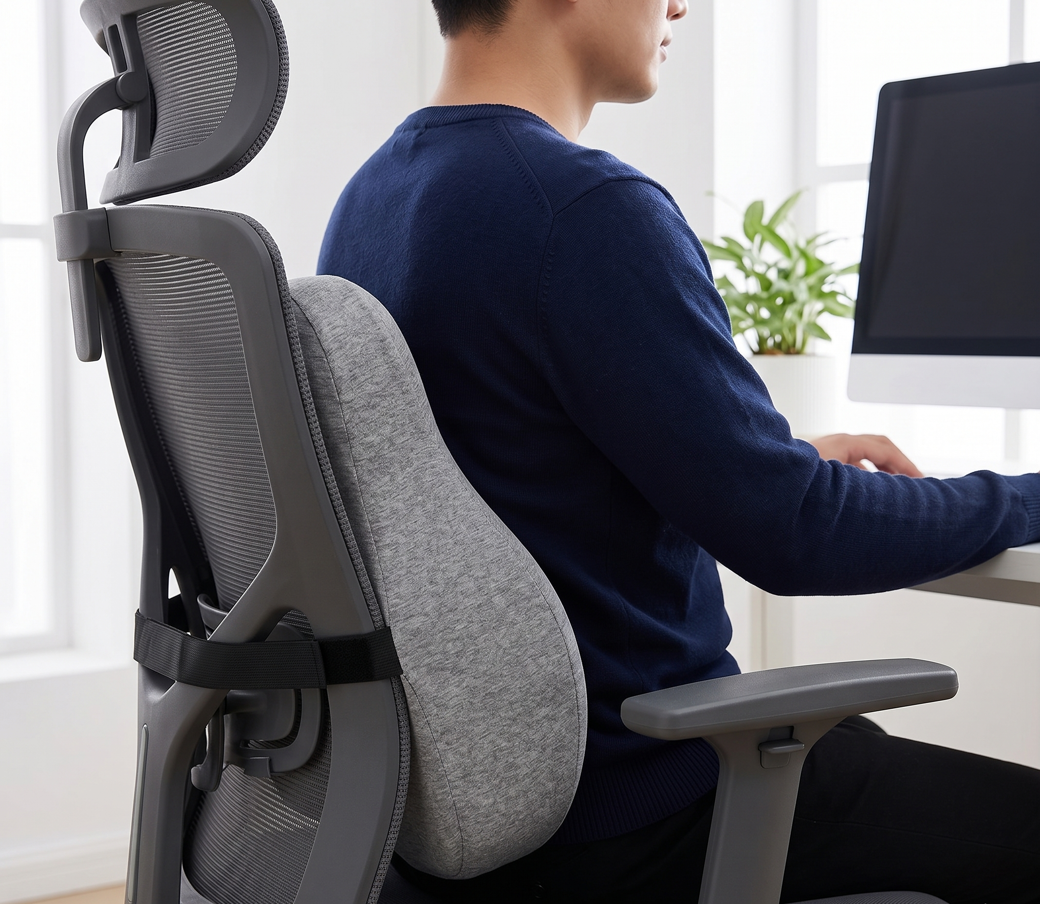 Ergonomic Memory Foam Lumbar Support Cushion - 17.3" x 15" x 4.7"