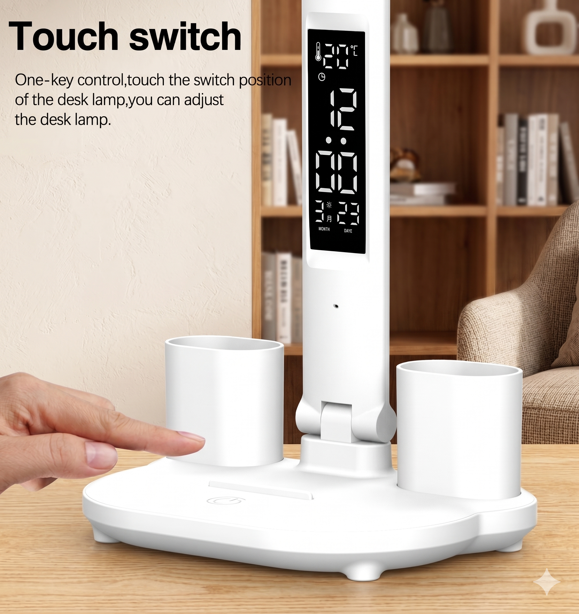 LED Dual-Head Desk Lamp – Touch Dimming, 3 Colour Modes, USB-Powered