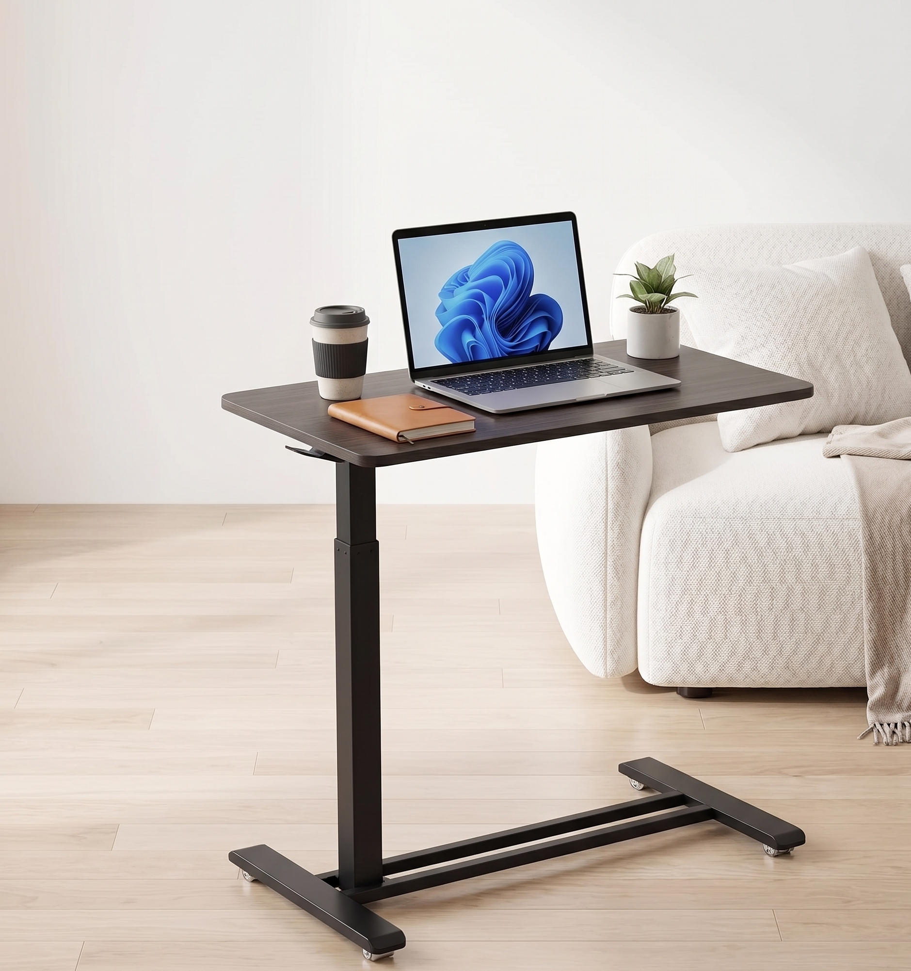 Adjustable Rolling Standing Desk – Pneumatic Lift, 25.6–40.5"