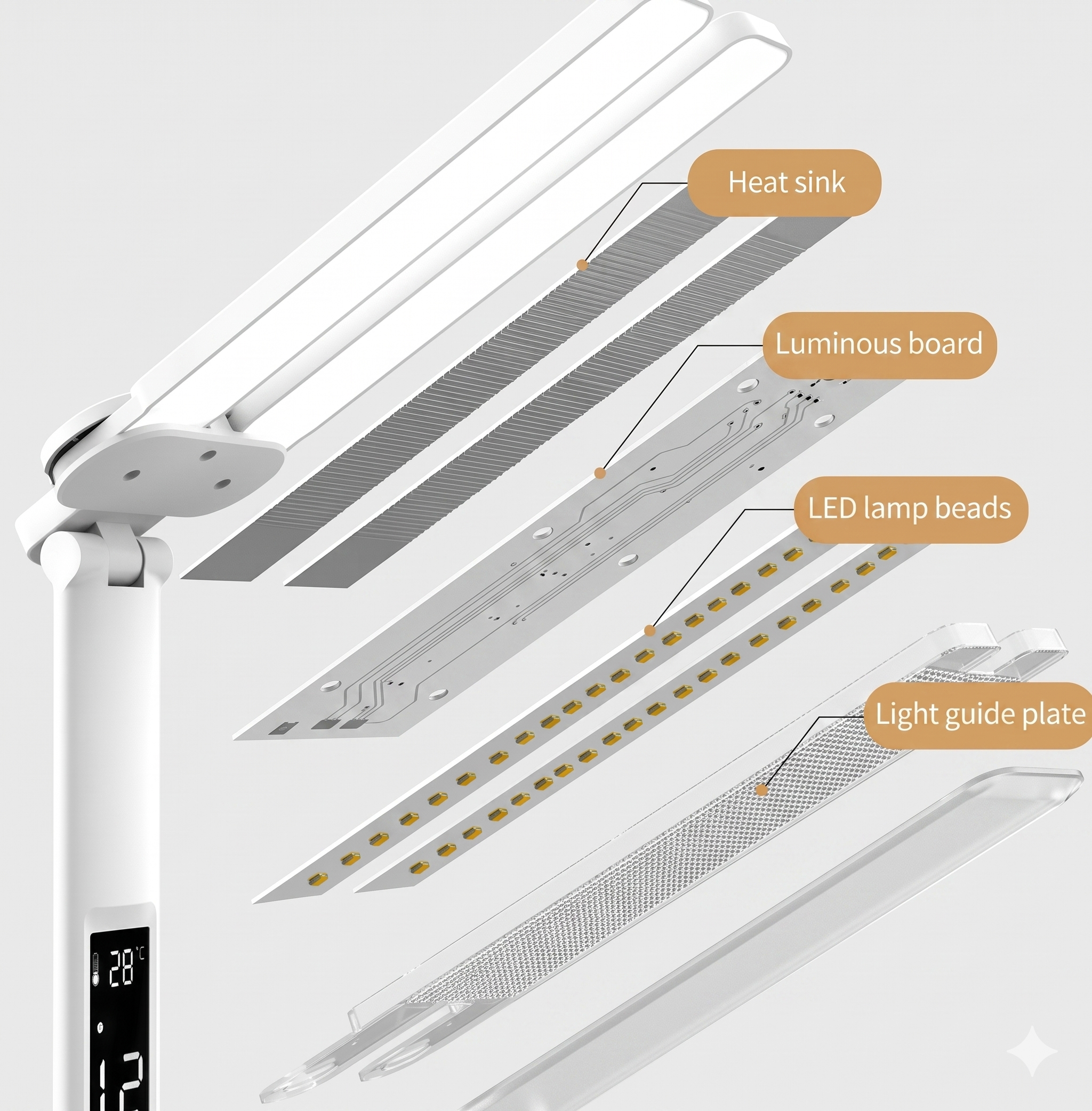 LED Dual-Head Desk Lamp – Touch Dimming, 3 Colour Modes, USB-Powered