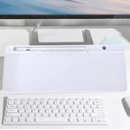 Glass Desk Whiteboard with Storage & Keyboard Stand
