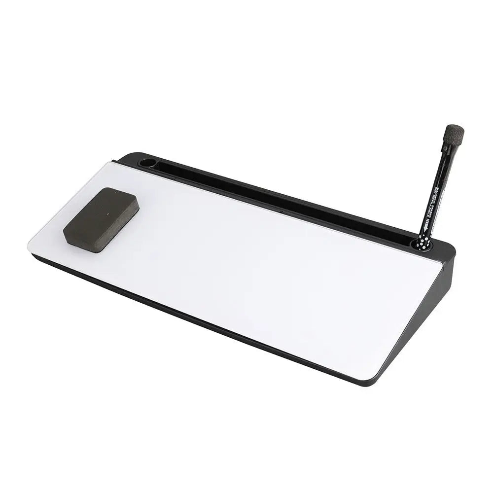 Glass Desk Whiteboard with Storage & Keyboard Stand