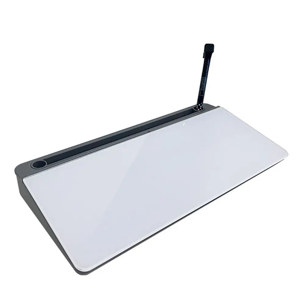 Glass Desk Whiteboard with Storage & Keyboard Stand