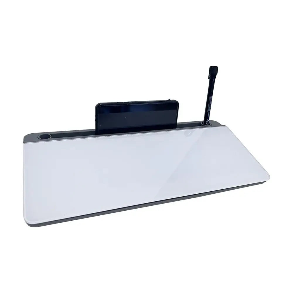 Glass Desk Whiteboard with Storage & Keyboard Stand