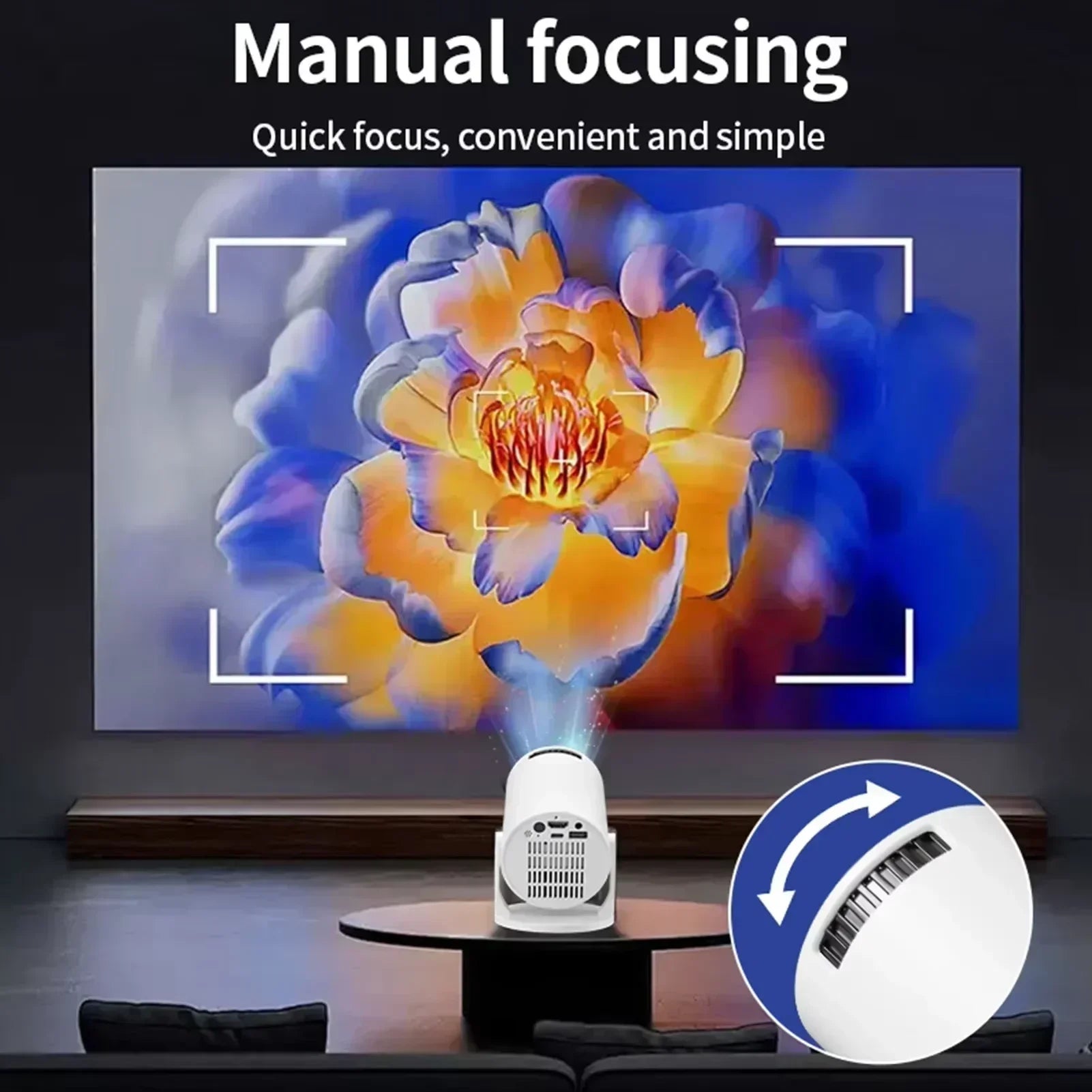HY300 Portable 4K Movie Projector – Android 11, 300 ANSI, BT5.4 Speaker, Outdoor & Camping
