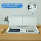 Glass Desk Whiteboard with Storage & Keyboard Stand