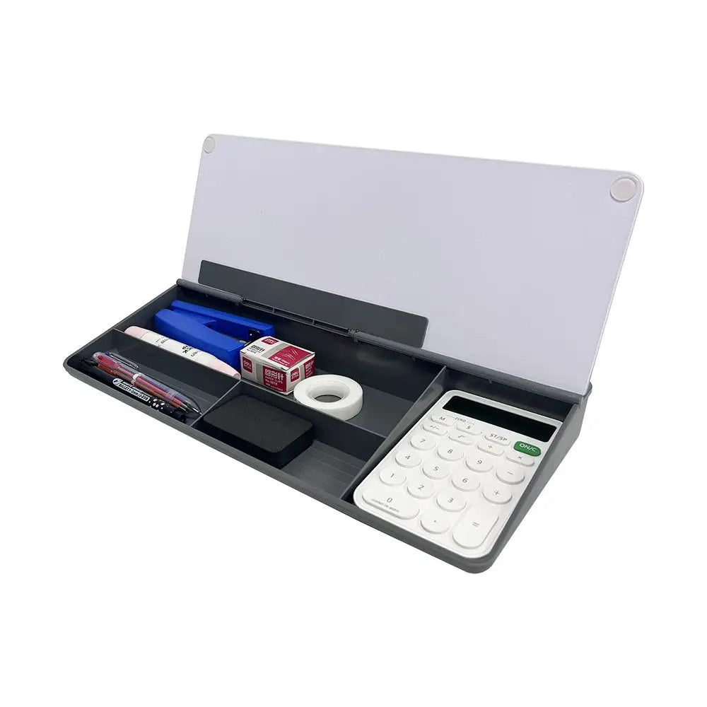 Glass Desk Whiteboard with Storage & Keyboard Stand