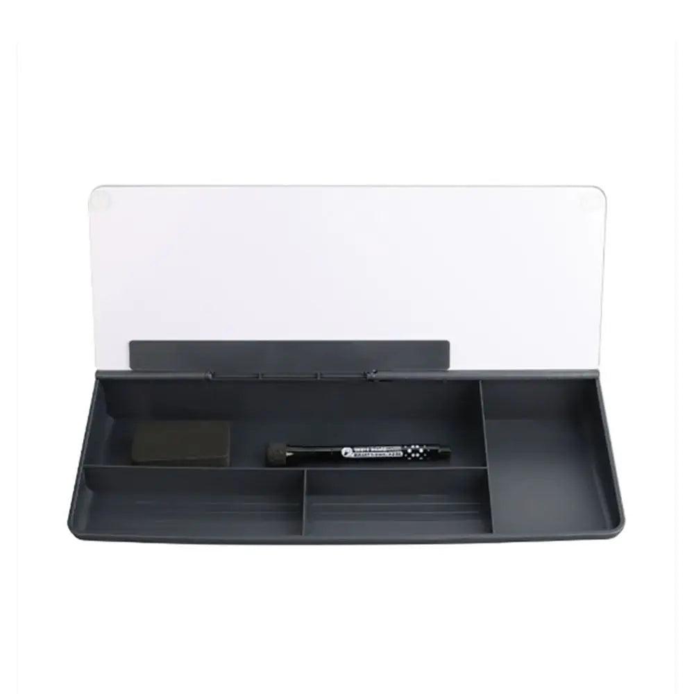 Glass Desk Whiteboard with Storage & Keyboard Stand
